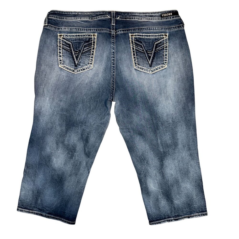 Vigoss Chelsea Heritage Fit Straight Leg Capris Womens Plus Size 26 22 Blue - Picture 5 of 8